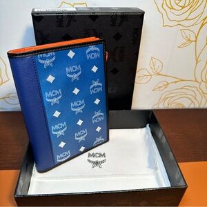 MCM Nylon Leather Passport Cardholder Wallet Case Box & Dust Cover Authentic